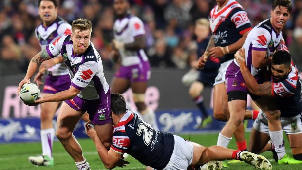 New Queensland six?: Cam Munster was in fine form for the Storm on Friday night.