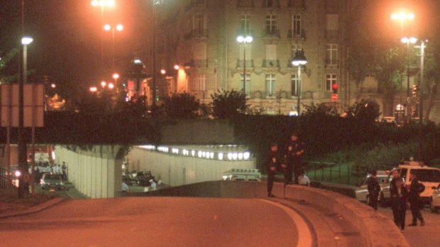 The scene of the car crash in Paris. 