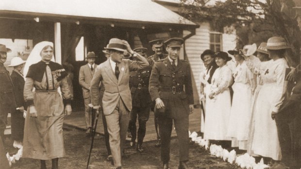 Matron-in-Chief Grace Margaret Wilson, far right, at Lemnos pictured with Edward Prince of Wales.