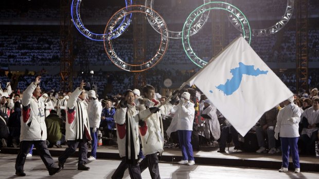 The two Koreas carried a unification flag into the stadium during the 2006 Winter Olympics.