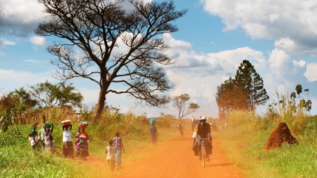 On the road in Uganda, Africa.