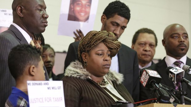 Samaria Rice, the mother of slain 12-year-old Tamir Rice, at a news conference.
