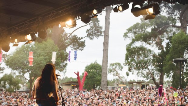 Melbourne band Camp Cope at the Meredith Supernatural Amphitheatre.