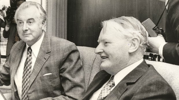 Then treasurer Frank Crean, pictured in 1975 with prime minister Gough Whitlam. 