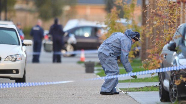 Police at the scene in Keysborough.