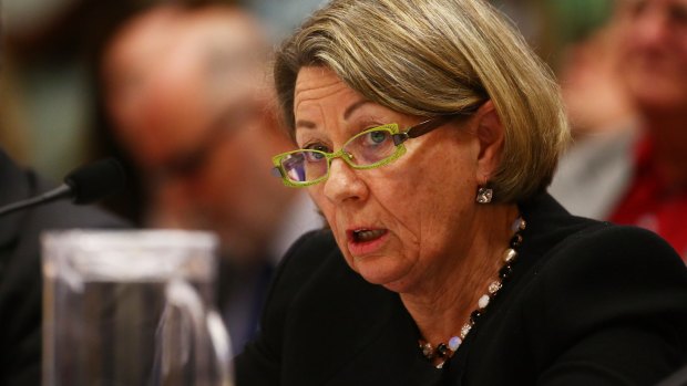 ICAC Commissioner Megan Latham gives evidence at a parliamentary inquiry last year. 