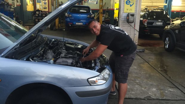 Hands on: Sio Siua Taukeiaho works as a car mechanic at West Ryde Service Centre.