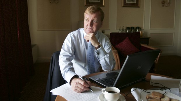 Charles Kennedy prepares his conference speech at a hotel in Blackpool in 2005. 