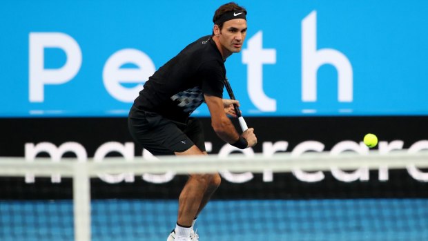 Roger Federer prepares for the Australian Open in Perth.