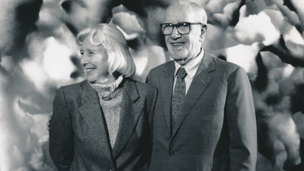 Lady Mary and Sir Sidney Nolan at the National Gallery of Victoria in 1992.