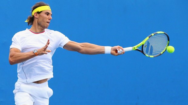 Rafael Nadal has a practice session at Melbourne Park ahead of the Australian Open.