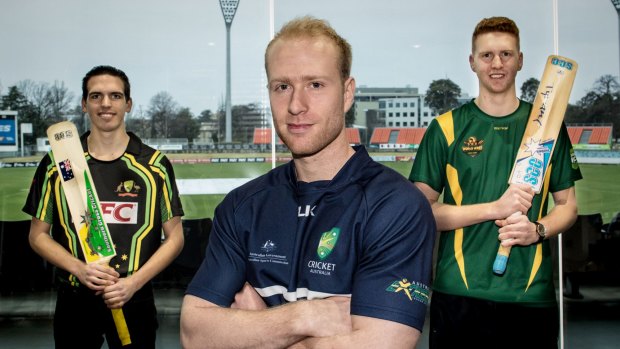 Alexander (left), Tim (centre) and Benji (right) Floros join Billy and Matthew Floros for Australia as they prepare the Indoor Cricket World Cup.