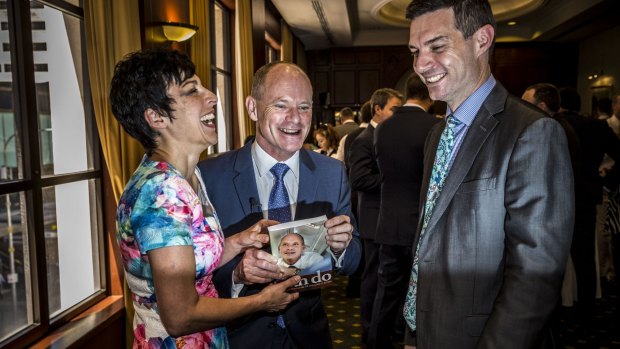 Campbell Newman with his wife Lisa Newman and author Gavin King at the launch of Can Do: Campbell Newman and the Challenge of Reform.