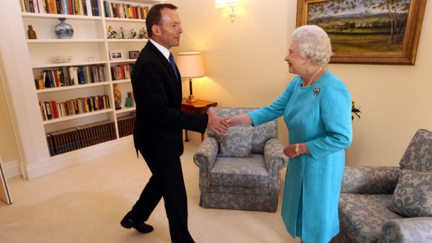 In happier times: Then Opposition Leader Tony Abbott meets the Queen in 2011. 