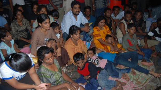 Sri Lankan asylum seekers caught by Indonesian authorities en route to Australia in Merak in 2009. 