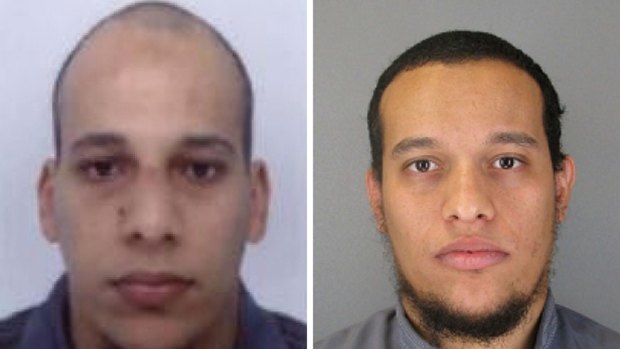 Died in shootout with police in Dammartin ... Photos released by French police showing terrorist suspects Cherif Kouachi (left) and his brother Said.