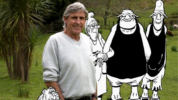 Footrot Flats cartoonist Murray Ball with some of his characters.