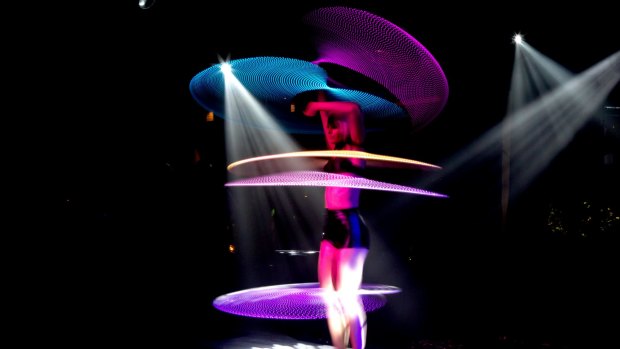 Burlesque: An LED-lit hula hooper is one of the acts in the X Studio's new Friday night show.