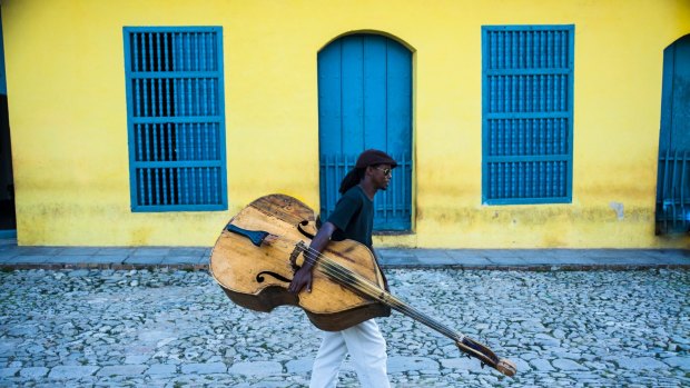 A local heading home after a gig. 