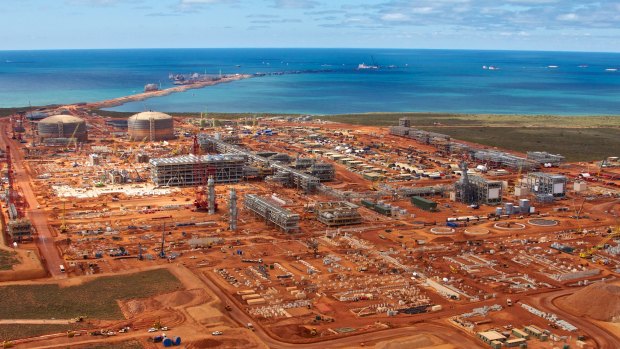 Aerial View of Chevron's Gorgon LNG Plant being built on Barrow Island in 2013.
