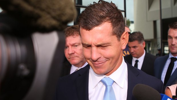 Not named: Greg Bird, seen  leaving Southport Magistrates Court on Monday, has not been named by the Titans.