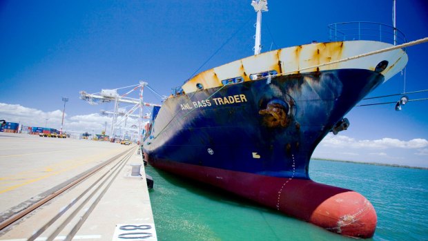 Ship berthing at the Port of Brisbane.