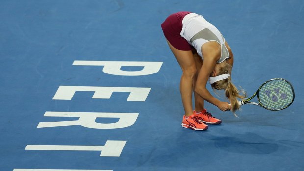 Daria Gavrilova of Australia Green shows her frustration after losing a point to Caroline Garcia of France on Friday.