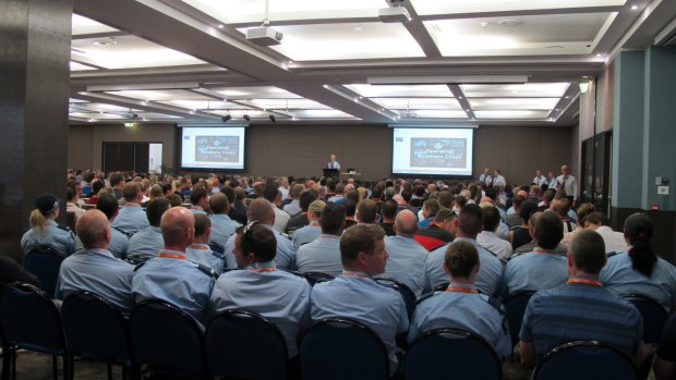 A police briefing at the Mercure Hotel in Brisbane ahead of the G20 meeting.