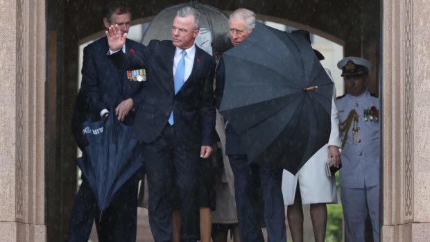Brendan Nelson with Prince Charles at the Remembrance Day National Ceremony at the Australian War Memorial in Canberra in November 2015