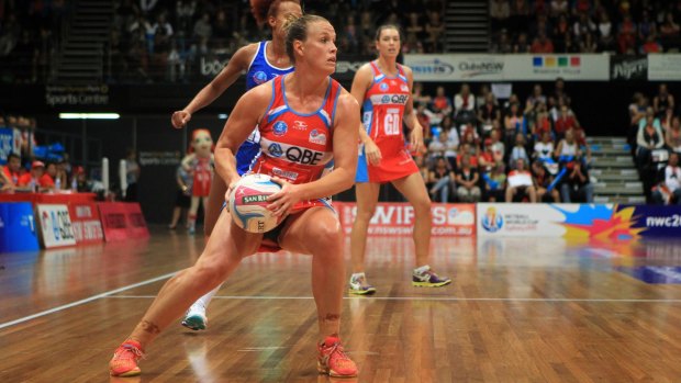 Poised for action: Sydney Swifts captain Kimberlee Green taking on the Northern Mystics at Homebush on Sunday.