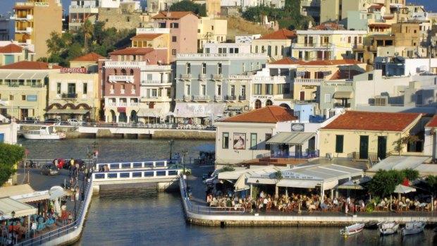 Port town of Agios Nikolaos in Crete.
