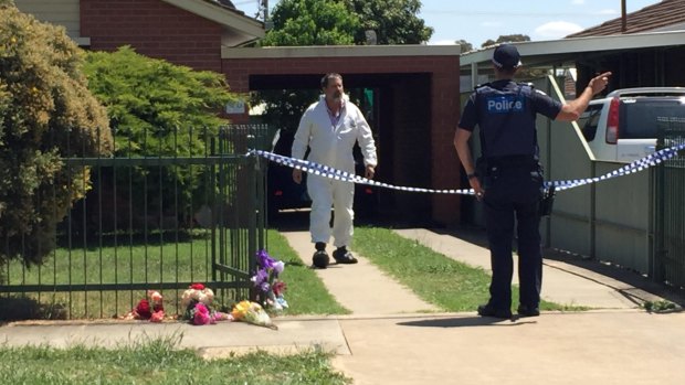 Police outside the Wangaratta home.