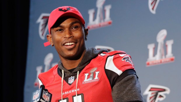 Facing the music: Julio Jones fronts the media during the week.