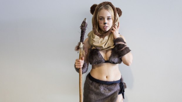 Alice Joy as an ewok from Star Wars at the Comic-Con pop culture convention.