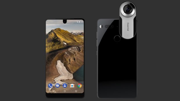 The Essential smartphone, with and without its sold-separately 360 degree camera.