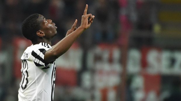 Juventus' Paul Pogba celebrates the winner.