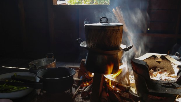 A steaming pot of nam prik num.