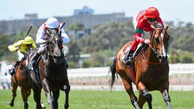 Craig Williams riding Weatherly wins the International Race Clubs Talindert Stakes.
