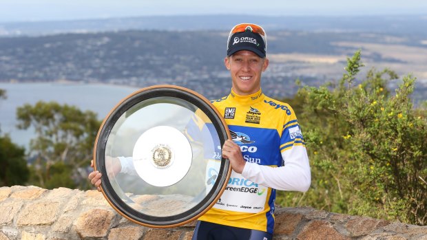 On top of the world: Cameron Meyer emerges victorious at Arthurs Seat.