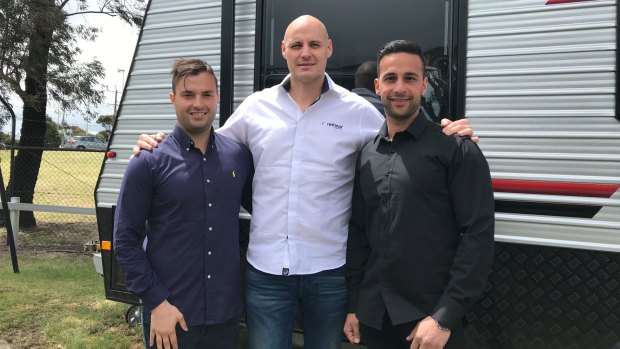 Justin Borg (left) and Matthew Kalanos (right) have launched Spota, with financial assistance from their former boss Senoll Kaptan (middle).