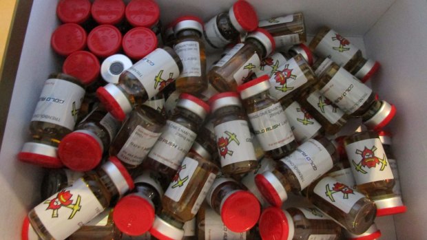More than 200 vials of anabolic steroids were seized. 