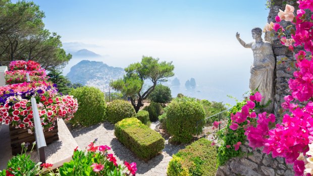 View from mount Solaro of Capri island, Italy. 
