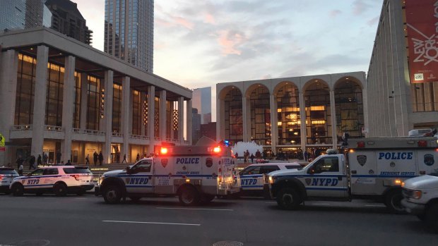 Police at New York's Metropolitan Opera, which halted a performance after someone sprinkled an unknown powder into the orchestra pit.
