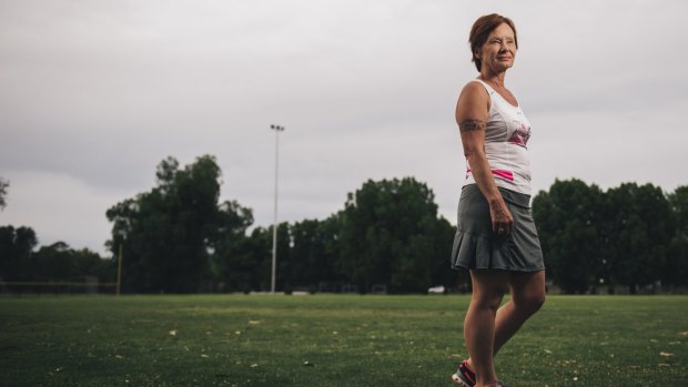 Geelong's Suzie Pilling, in Canberra to run in the Lifeline fun run on Sunday. Pilling is in the process of completing a half marathon in every Australian state and territory. 

