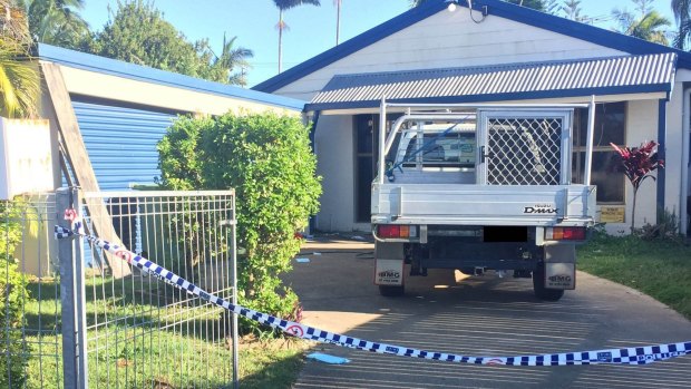 Police investigate at a Kallangur house where a woman was stabbed on Wednesday night.