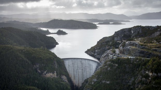 One of Hydro Tasmania's biggest dams, on Lake Gordon.