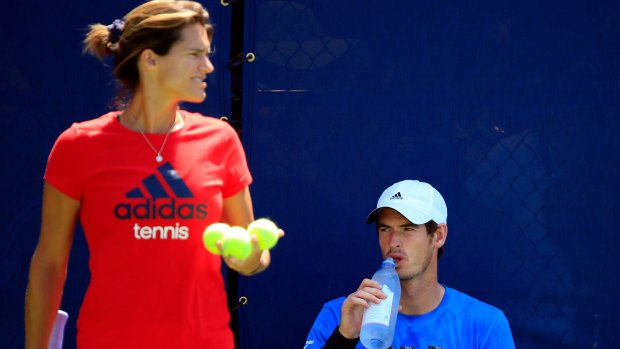 Team: Amelie Mauresmo, seen here at the US Open,  was appointed coach of Andy Murray in June 2014. 