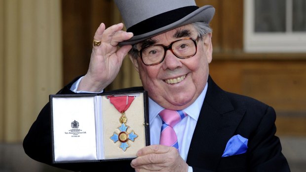 Comedian Ronnie Corbett after he received his Commander of the British Empire at Buckingham Palace.