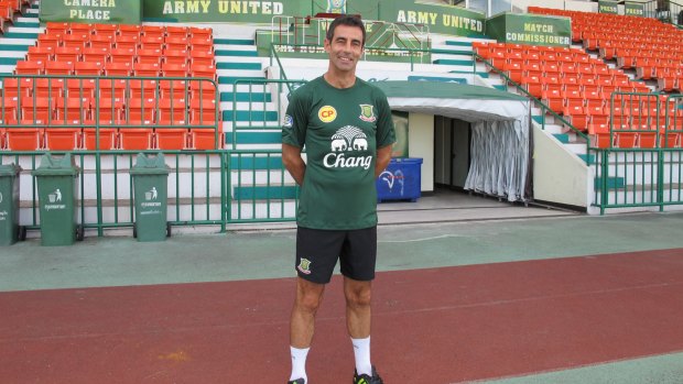 Sidelined: Gary Stevens last November at Thai Premier League club Army United FC.