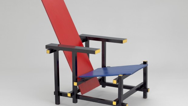 Gerrit Rietveld's Red Blue Chair, 1918 to 1923.